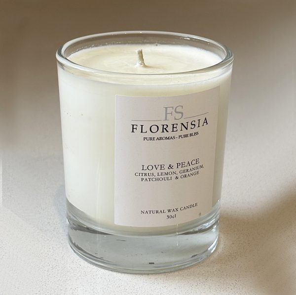 LOVE AND PEACE – Natural Wax Candle - Large - Image 2